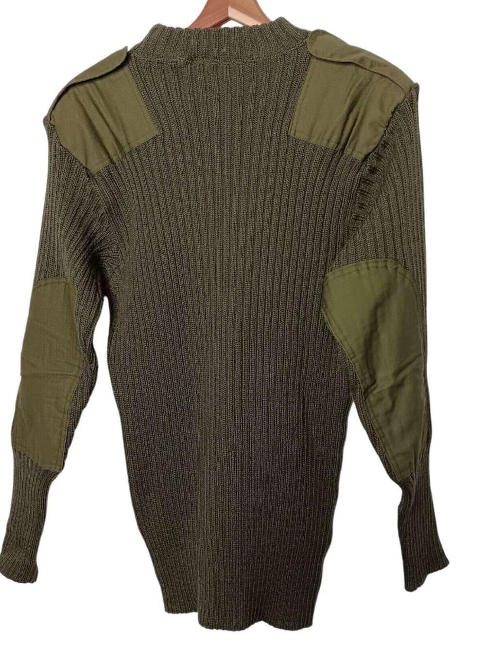 Jersey Mans Heavy Sweater Unisex Size 4 Ribbed Knit Military Police Army Green - Picture 2 of 14